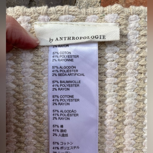 Anthropologie Pink Blue Woven Accent Rug - Picture 7 of 8